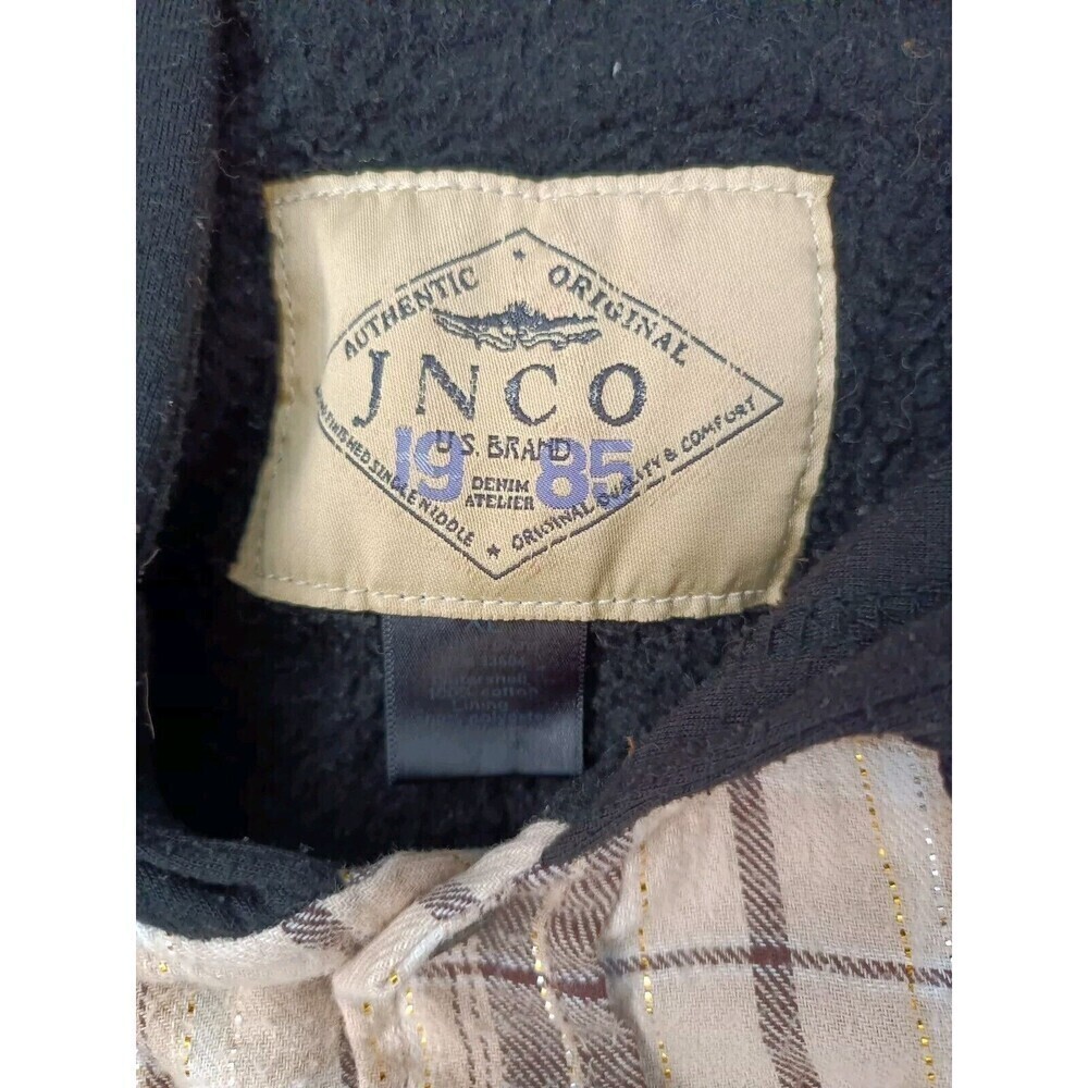Jnco Hoodie Women's Size XL Plaid Fleece Button Up Long Sleeve - Picture 3 of 6